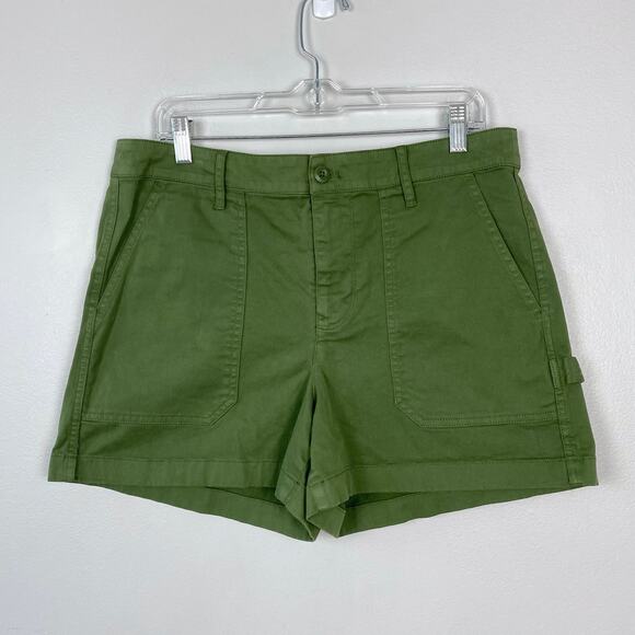 J. Crew Foundry Chino Short Carpenter Green Zip Fly Wide Leg Utility Size 12